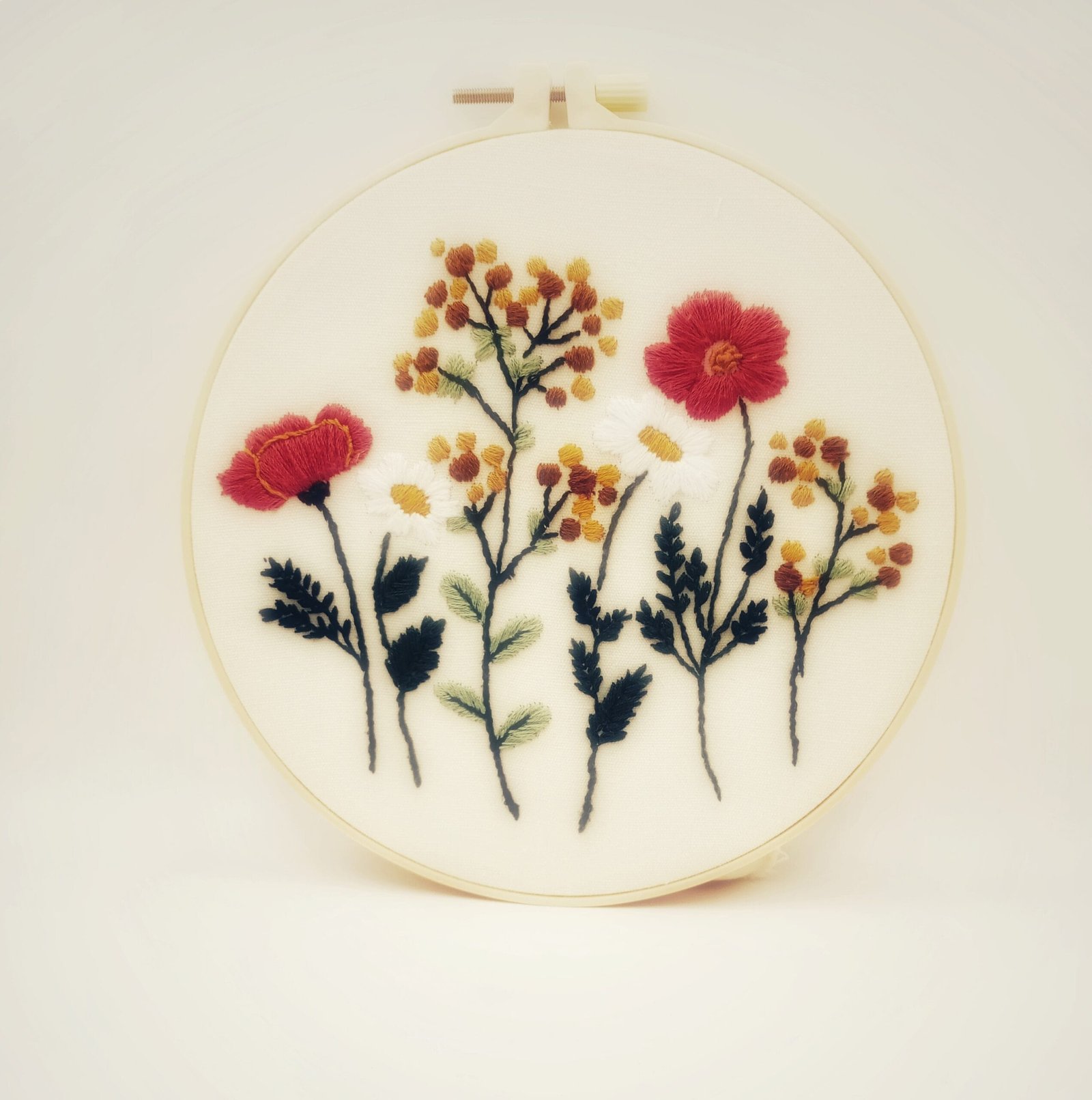 Κέντημα Χειροποίητο με τελάρο απο μπαμπού Daisy Flowers